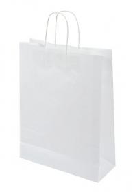 Papierová taška - biela, stáčané ušká
