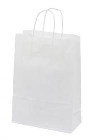 Papierová taška - biela, stáčané ušká