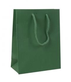 Papierová taška - zelená, bavlnené ušká