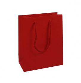 Papierová taška - červená, bavlnené ušká