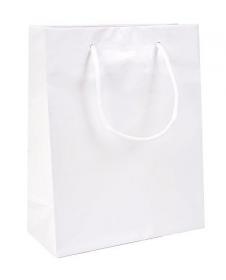 Papierová taška - biela, bavlnené ušká